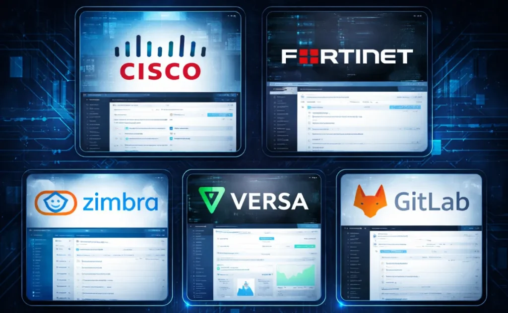 Cisco UC zero day, Fortinet SSO zneužívanie, Zimbra a Versa v KEV, GitLab 2FA bypass